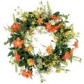 Floristik24 Dirbtinių gėlių vainikas anemonai oranžiniai Ø30cm H9cm
