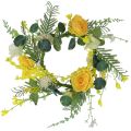 Floristik24 Dirbtinių gėlių vainikas Dirbtinių gėlių vainikas geltonai baltas 42cm