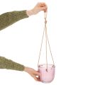 Stiklinis gėlių vazonas / pakabinamas žibintas, violetinis / žalias, 14 cm, 2 vnt. | Floristik24.lt
