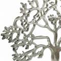 Floristik24 Metalinis medis, dekoratyvinis bukas ant medinio pagrindo, sidabro metalo apdaila, gyvybės medis, mango mediena