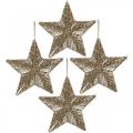 Floristik24 Kalėdų eglutės papuošimai, Advento dekoracijos, pakabukas žvaigždute Golden B15cm 8 vnt