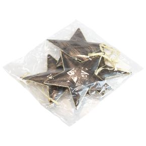 Floristik24 Eglutės dekoracijos dekoratyvinės žvaigždės metalas juodas auksas Ø11cm 4vnt