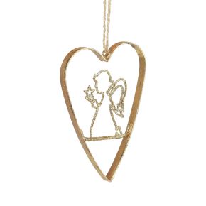 Floristik24 Kalėdų eglutės papuošimai širdelė metalinė širdelių puošmena auksinė 12cm 6vnt