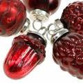 Floristik24 Mini medžio dekoravimo mišinys rudeniniai vaisiai ir rutuliukai raudoni, sidabriniai tikro stiklo 3,4-4,4cm 10vnt