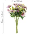Dirbtinių kalėdinių rožių puokštė su violetiniais žiedais, 35 cm, 6 vnt. | Floristik24.lt
