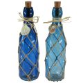 Floristik24 Stiklinis butelis jūrinės mėlynos spalvos buteliai su LED H28cm 2vnt