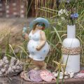 Floristik24 Moteris su kepure, jūros dekoracija, vasarinė, maudymosi figūrėlė mėlyna/balta H27cm