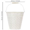 Dekoratyvinis kibiras, baltai dažytas, su rankena, Ø20,5 cm, metalinis vazono dekoravimas | Floristik24.lt