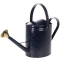 Floristik24 Dekoratyvinė laistytuvas, vintažinio stiliaus mėlynos ir auksinės spalvos languotas metalas, retro dizaino, skirtas naudoti viduje, sode ar balkone, 65 cm