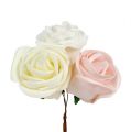 Floristik24 Deco rožių mišinys balta, rožinė, kreminė Ø7,5cm 12v