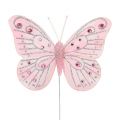 Floristik24 Dekoratyvinis drugelis rožinis su žėručiu 10,5cm 3vnt