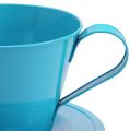 Floristik24 Metalinis puodelis su mėlyna lėkšte Ø16cm H11cm
