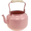 Floristik24 Dekoratyvinis arbatinukas metalinis senas rožinis Ø8.6cm H16cm