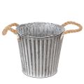 Floristik24 Dekoratyvinis vazonas sodinimui, metalinis vazonas su rankenomis, metalinė dekoracija, shabby chic Ø21,5 cm