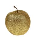 Floristik24 Dekoratyviniai obuoliai auksiniai su žėručiu Ø6cm 12vnt