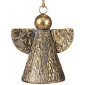 Dekoratyvinis varpas kalėdinis angelas, kalėdinio varpelio puošmena auksinė senovinė išvaizda 21cm
