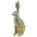 Floristik24 Dekoratyvinis zuikis Sitting Grey Gold Vintage Easter 20,5x11x37cm