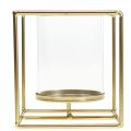 Floristik24 Dekoratyvinis žvakių laikiklis auksinis metalinis žibinto stiklas 12×12×13cm