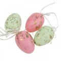 Deco Velykiniai kiaušiniai pakabinti rožinės/žalios/auksinės Velykų dekoracijos 12 vnt
