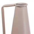 Floristik24 Dekoratyvinė vaza metalinis dekoratyvinis ąsotis rožinis kūginis 15x14,5x38cm