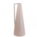 Floristik24 Dekoratyvinė vaza metalinis dekoratyvinis ąsotis rožinis kūginis 15x14,5x38cm