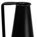 Floristik24 Dekoratyvinė vaza metalinė juoda dekoratyvinis ąsotis kūginis 15x14,5x38cm