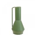 Floristik24 Dekoratyvinė vaza metalinė žalia rankena dekoratyvinis ąsotis 14cm H28,5cm