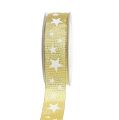 Floristik24 Dekoratyvinė auksinė juostelė su žvaigždės raštu 25mm 20m
