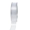 Floristik24 Dekoratyvinė juostelė su lurekso juostelėmis sidabrinė 25mm 20m