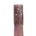 Floristik24 Deco kaspinas žvaigždžių raštas rožinis-auksinis 40mm 25m