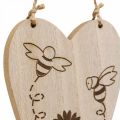 Dekoratyvinė kabykla medinės dekoratyvinės širdelės gėlės bičių dekoracija 10x15cm 6 vnt