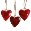 Floristik24 Dekoratyvinė kabykla medinės širdelės dekoratyvinės širdelės raudonos Ø5–5,5cm 12 vnt