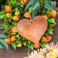 Floristik24 Dekoratyvinės metalinės širdelės, rudens dekoracijos, dekoratyviniai pakabukai, patina 14×15cm 6vnt
