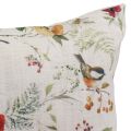 Floristik24 Dekoratyvinė pagalvė Vasarinė dekoratyvinė pagalvė su gėlėmis/paukščiais 37x37cm