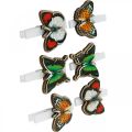 Floristik24 Dekoratyvinis segtukas drugelis, dovanų dekoravimas, pavasaris, drugeliai iš medžio 6vnt