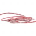 Floristik24 Dekoratyvinis virvelė odinė virvelė rožinė su kniedėmis 3mm 15m