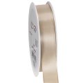 Floristik24 Dekoratyvinė atlasinė smėlio spalvos taftos juostelė 25 mm 50 m