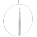 Floristik24 Žvakių laikiklis pakabinti dekoratyvinį žiedą metalinis baltas Ø28,5cm 3vnt