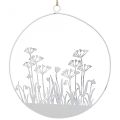 Floristik24 Dekoratyvinis žiedas balto metalo dekoratyvinis gėlių pievos pavasarinis papuošimas Ø22cm