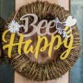 Floristik24 Dekoratyvinis ženklas bitė “Bee Happy” vasaros puošmena mediena 31×18cm 2vnt