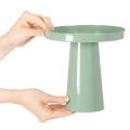 Dekoratyvinė metalinė lėkštė, žalia, apvaliu pagrindu, padėklas gėlių kompozicijoms, 20 cm | Floristik24.lt