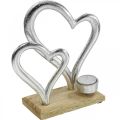 Floristik24 Arbatos žvakidės laikiklis širdelė metalo puošmena stalo apdaila mediena 22cm