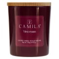 Floristik24 Kvapi žvakė Camila raudonojo vyno taurėje Ø7,5cm H8cm