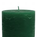Floristik24 Vienspalvės žvakės tamsiai žalios 85x150mm 2vnt
