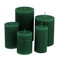 Floristik24 Vienspalvės žvakės, tamsiai žalios, įvairių dydžių