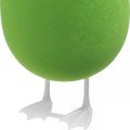 Floristik24 Velykinis kiaušinis su kojomis dekoratyvinis kiaušinis žalias flokuotas Vitrinų dekoravimas Velykos H25cm