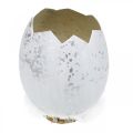 Floristik24 Dekoratyvinis kiaušinis, kiaušinio pusė dekoravimui, Velykų puošmena Ø10,5cm H14,5cm baltas, sidabrinis 3vnt.
