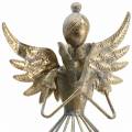 Floristik24 Dekoratyvinis angelo metalo senovinis auksas Ø9,2 H22cm