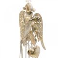 Floristik24 Angelo figūrėlė su širdele, Kalėdinė puošmena iš metalo, dekoracija angelas senovinis-auksinis H38cm