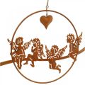 Floristik24 Kalėdų angelas žiede, advento puošmena, dekoravimo žiedas vestuvėms, metalo puošmena nerūdijantis plienas Ø20cm 3vnt.